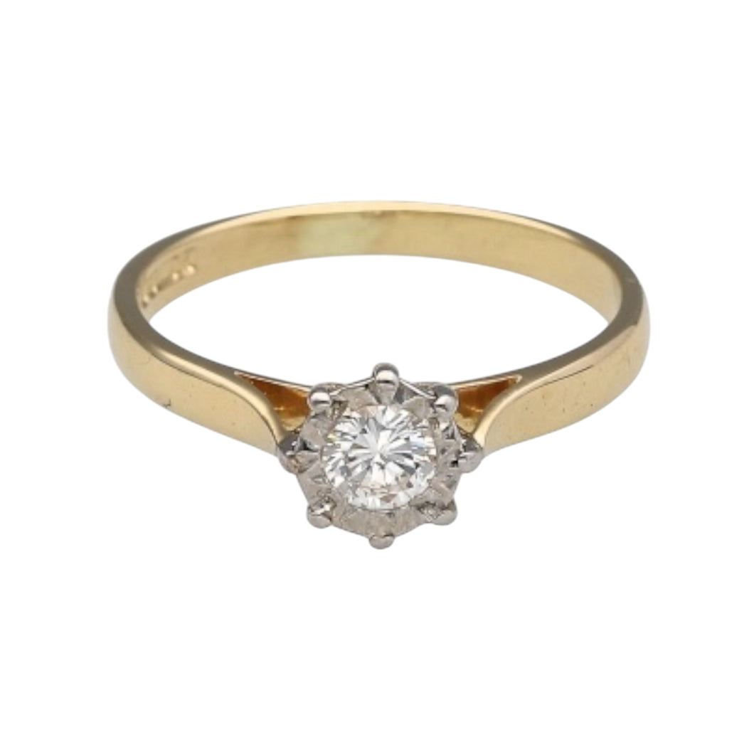 9ct Gold & Diamond Set Solitaire Ring