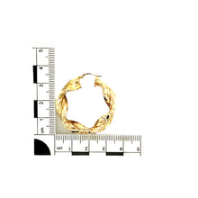 Load image into Gallery viewer, 9ct Gold Patterned Twist Hoop Creole Earrings
