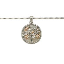 Load image into Gallery viewer, Preowned 925 Silver Clogau &amp; 9ct Rose Clogau &amp; Mother of Pearl Clogau Tree of Life Pendant on an adjustable 18&quot; - 22&quot; Clogau curb chain with the weight 6.30 grams. The pendant is 2.5cm long including the bail
