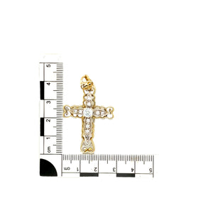 9ct Gold & Cubic Zirconia Set Fancy Cross Pendant