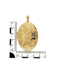 Load image into Gallery viewer, 9ct Gold Flower Patterned Large Oval Locket
