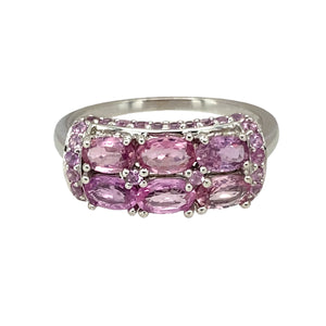 9ct White Gold & Pink Stone Cluster Ring