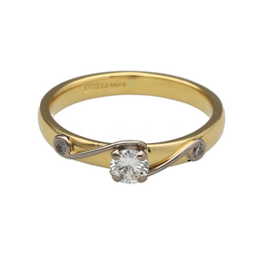 18ct Gold & Diamond Set Solitaire Ring