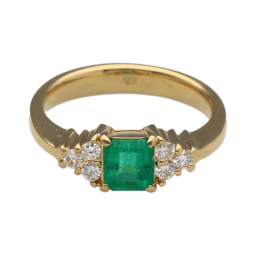 18ct Gold Diamond & Emerald Set Ring