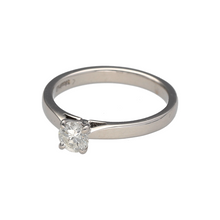 Load image into Gallery viewer, Preowned 18ct White Gold &amp; Diamond Set Solitaire Ring in size L to M with the weight 3.30 grams. The diamond is approximately 28pt - 32pt with approximate clarity Si2 and colour J - K
