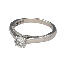 Load image into Gallery viewer, Preowned 18ct White Gold &amp; Diamond Set Solitaire Ring in size J with the weight 3.10 grams. There is approximately 50pt of diamond content in total with approximate clarity i1 and colour K - M
