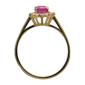 18ct Gold Diamond & Pink Sapphire Set Cluster Ring