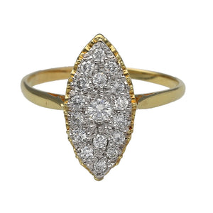 18ct Gold & Diamond Set Marquise Style Pave Set Cluster Ring