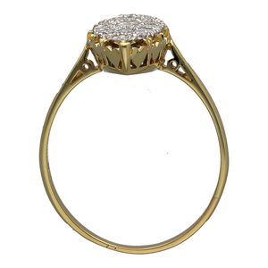 18ct Gold & Diamond Set Marquise Style Pave Set Cluster Ring