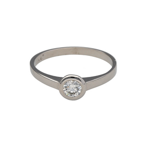 18ct White Gold & Diamond Rubover Set Solitaire Ring