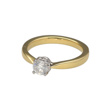 Load image into Gallery viewer, Preowned 18ct Yellow and White Gold &amp; Diamond Set Solitaire Ring in size J with the weight 3.70 grams. The diamond is approximately 36pt with approximate clarity Si1 and colour J - K
