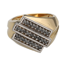 Load image into Gallery viewer, 9ct Gold &amp; Diamond Set Three Row Slanted Ring
