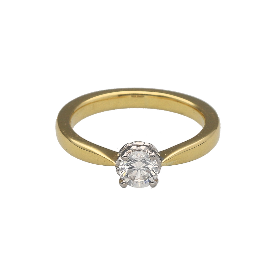 18ct Gold & Diamond Set Solitaire Ring