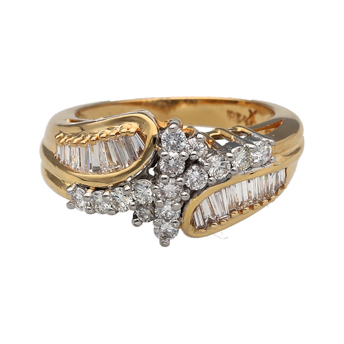 18ct Gold & Diamond Set Cluster Twist Ring