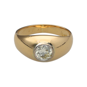 18ct Gold & Diamond Set Solitaire Band Ring