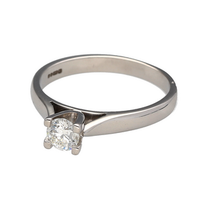 Preowned 18ct White Gold & Diamond Set Solitaire Ring in size L with the weight 1.90 grams. The diamond is approximately 44pt of diamond content with approximate clarity VS and colour G - J