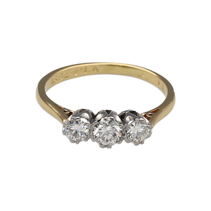 18ct Gold & Platinum Diamond Set Trilogy Ring