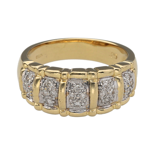 14ct Gold & Diamond Set Wide Band Ring