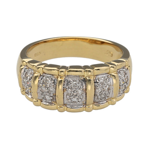 14ct Gold & Diamond Set Wide Band Ring