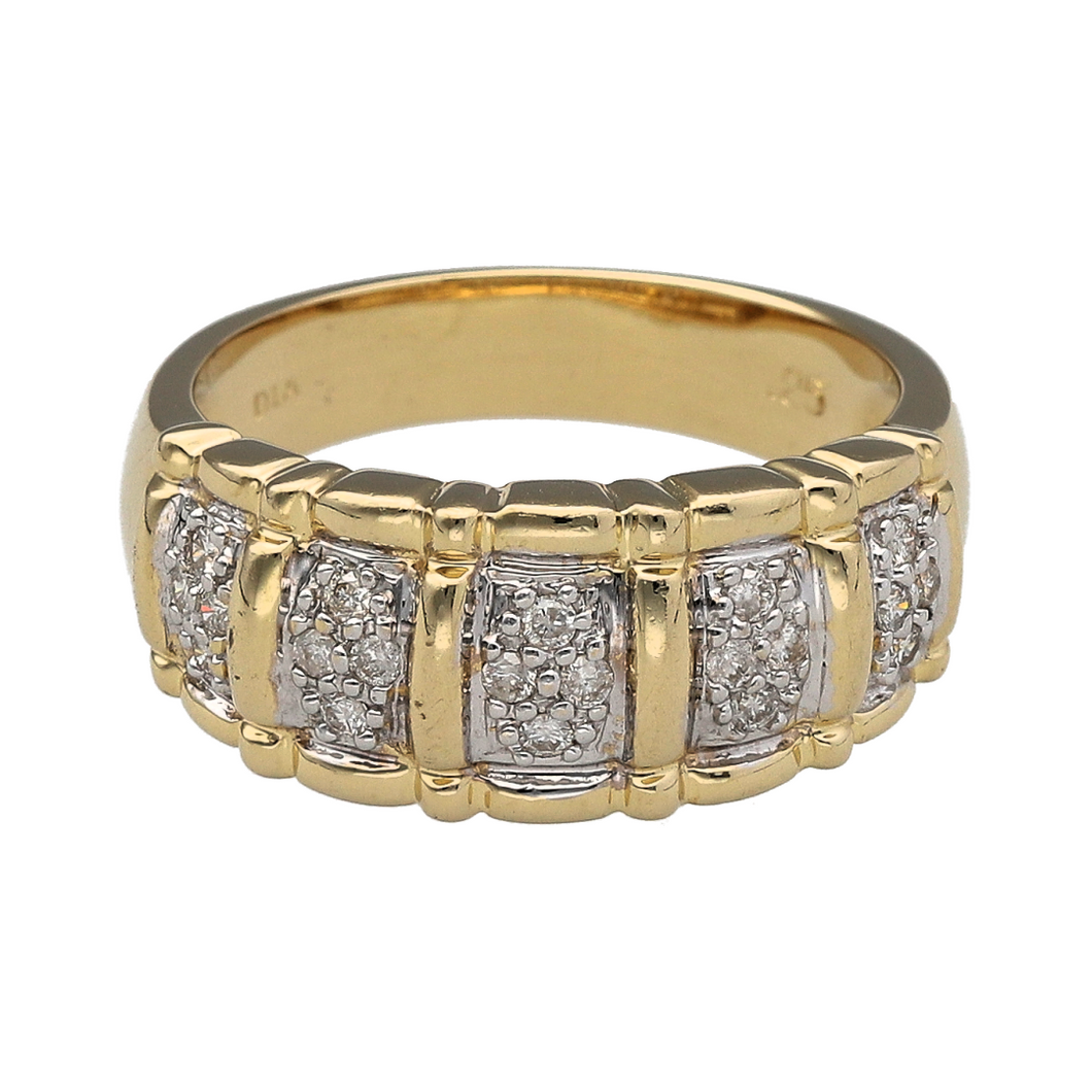 14ct Gold & Diamond Set Wide Band Ring