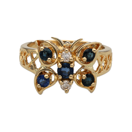 18ct Gold Diamond & Sapphire Set Butterfly Ring