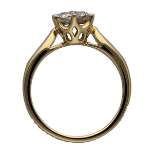 18ct Gold & Diamond Set Cluster Solitaire Ring