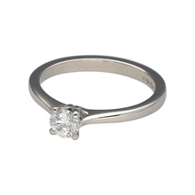 Load image into Gallery viewer, Preowned Platinum &amp; Diamond Set Solitaire Ring in size J with the weight 3.90 grams. The diamond is approximately 28pt
