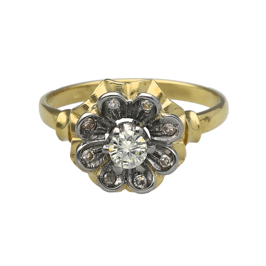 18ct Gold & Diamond Set Flower Ring