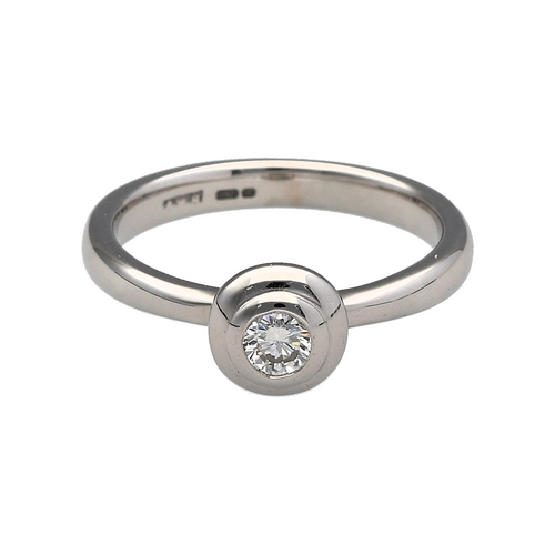 18ct White Gold & Diamond Rubover Set Solitaire Ring