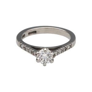 18ct White Gold & Diamond Set Solitaire Ring