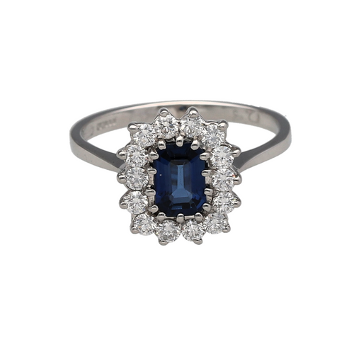 18ct White Gold Diamond & Sapphire Set Cluster Ring