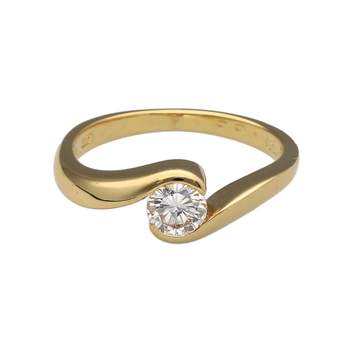 18ct Gold & Diamond Set Twist Solitaire Ring