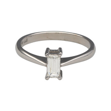 Load image into Gallery viewer, 18ct White Gold &amp; Diamond Set Emerald Cut Solitaire Ring
