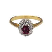 Load image into Gallery viewer, 18ct Gold Diamond &amp; Ruby Antique Style Cluster Ring
