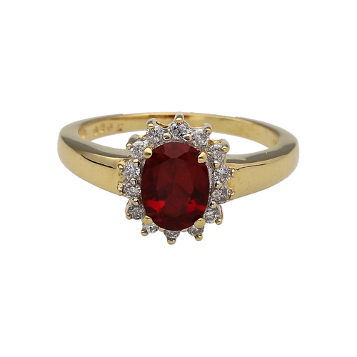 18ct Gold Diamond & Ruby Set Cluster Ring