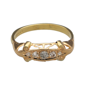 18ct Gold & Diamond Set Antique Style Boat Ring