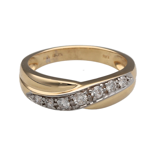 9ct Gold & Diamond Set Crossover Band Ring