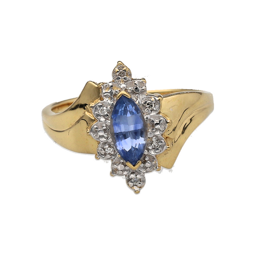 18ct Gold Diamond & Sapphire Set Cluster Ring