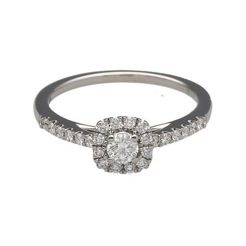 18ct White Gold & Diamond Set Halo Ring