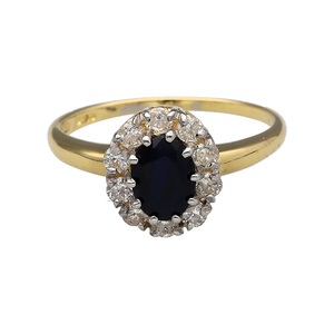 18ct Gold Diamond & Sapphire Set Cluster Ring