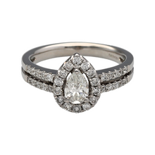 Load image into Gallery viewer, 18ct White Gold &amp; Diamond Set Pear Cut Double Row Halo Ring
