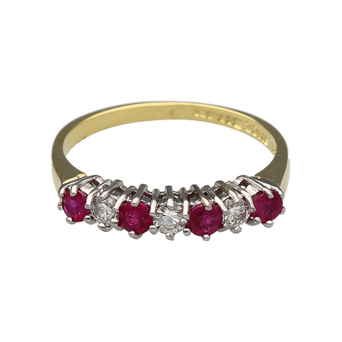 18ct Gold Diamond & Ruby Set Eternity Band Ring