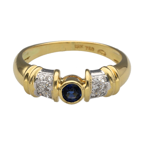 18ct Gold Diamond & Sapphire Set Ring