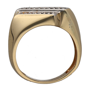 9ct Gold & Diamond Off Set Signet Ring