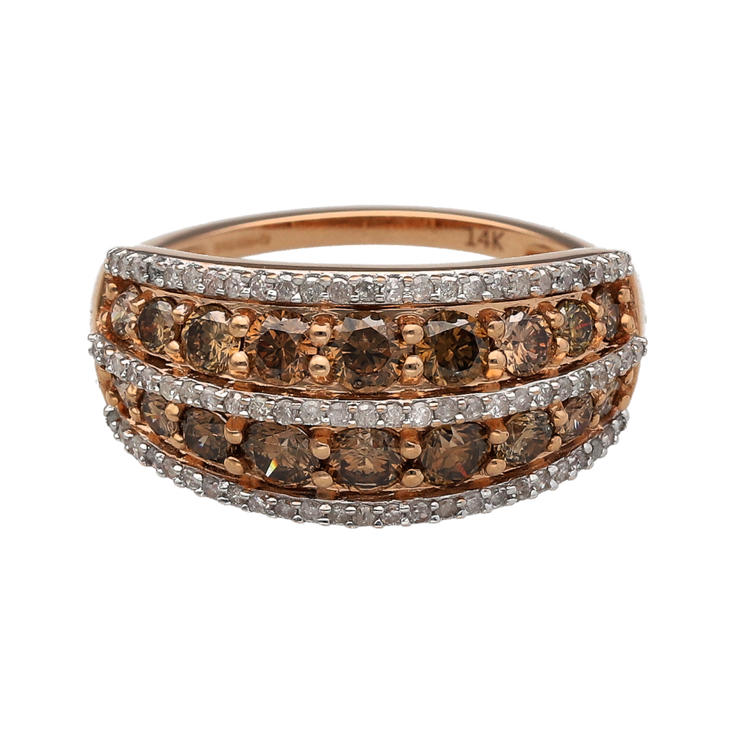 14ct Gold & Diamond Set Wide Band Ring