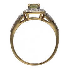 Load image into Gallery viewer, 18ct Gold Diamond &amp; Light Green Stone Set Halo Ring
