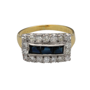 18ct Gold Diamond & Sapphire Set Vintage Style Ring