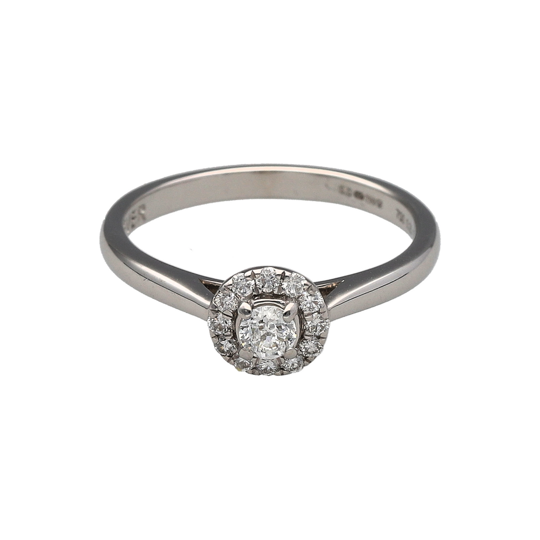 18ct White Gold & Diamond Set Halo Ring