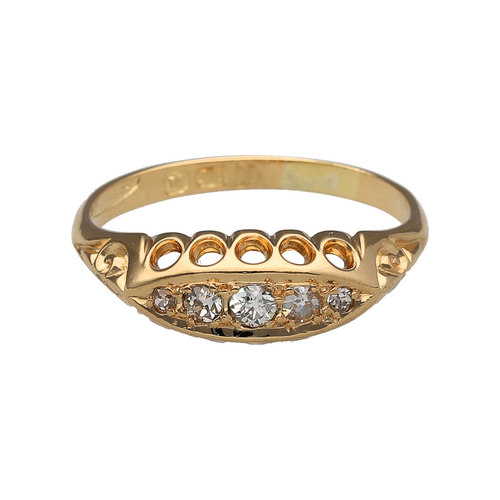 18ct Gold & Diamond Set Boat Style Ring