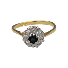 Load image into Gallery viewer, 18ct Gold Diamond &amp; Sapphire Set Vintage Style Cluster Ring
